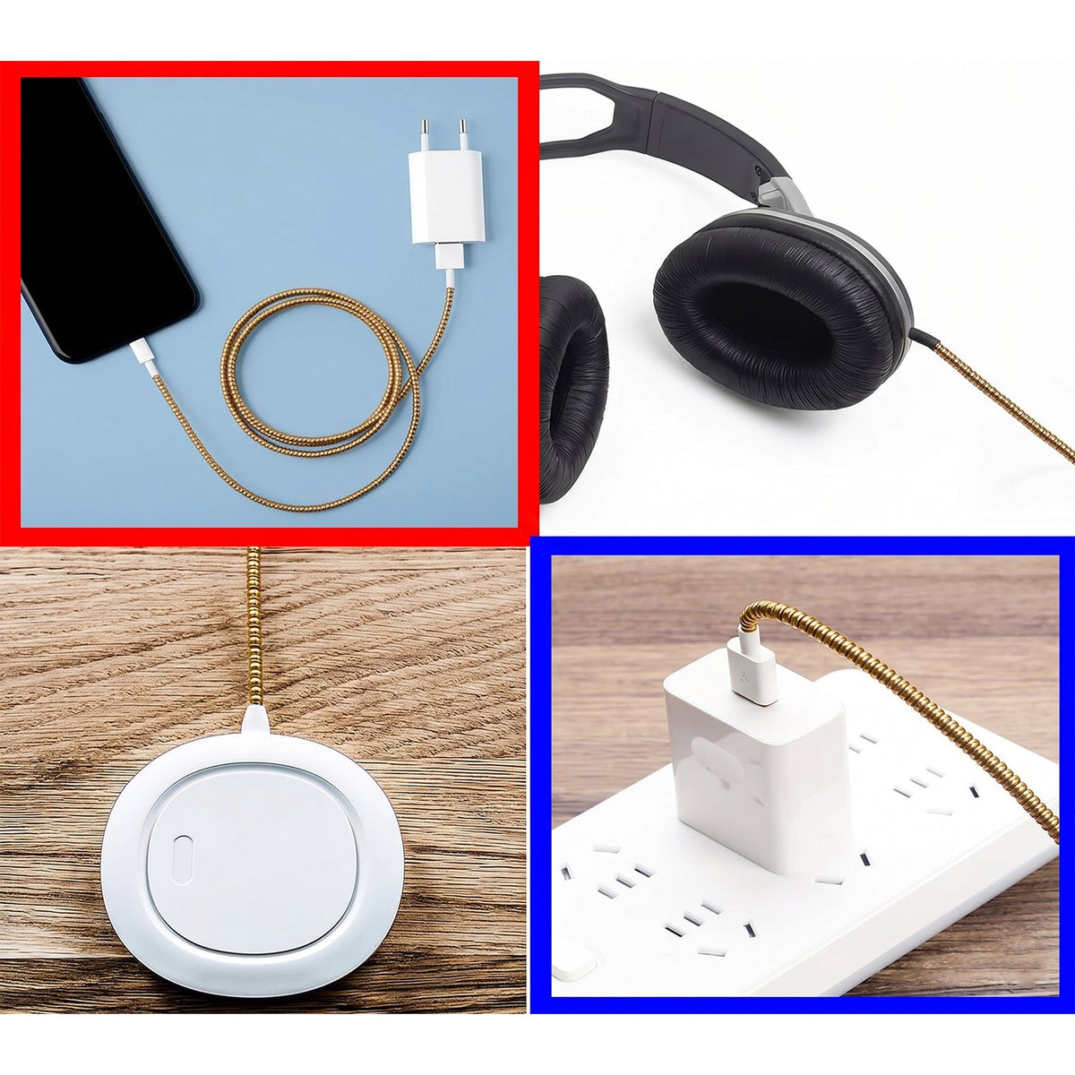 Durable black cable protector sleeve for mobile charging cord, image 3 of 10.