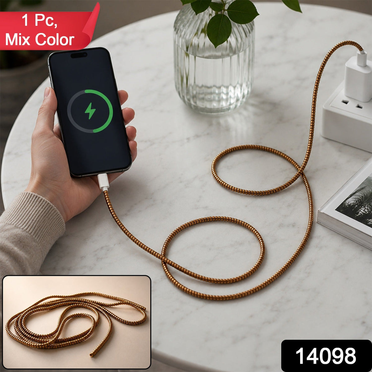 Durable cable protector sleeve, cord saver for mobile chargers & headphones, black (2/10)